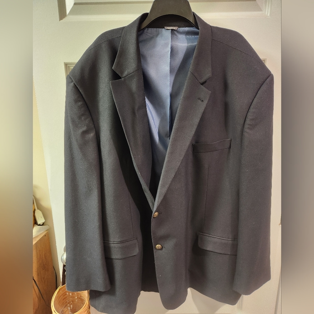 Black Sport Coat with Notch Lapel and Wool Blend